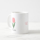 Moderne rosa Tulpenblume Kaffeetasse (Vorderseite Links)