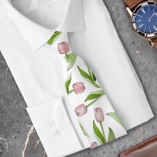 Moderne rosa Tulpenblume Krawatte