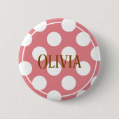 Moderne rosa Tupfen Button (Vorderseite)