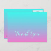 Moderne rosa türkis ombre Hochzeit danke Postkarte (Vorne/Hinten)