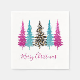 Moderne rosa Türkis Tierpräsenz Weihnachten Serviette