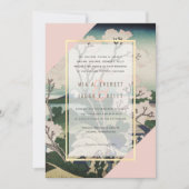 Moderne Rosa & Türkis Ukiyo-e Wedding Einladung (Vorderseite)