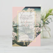 Moderne Rosa & Türkis Ukiyo-e Wedding Einladung (Stehend Vorderseite)