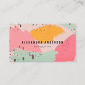 Moderne rosa türkisfarbene Pinselstriche Schlagank Visitenkarte (Vorderseite)