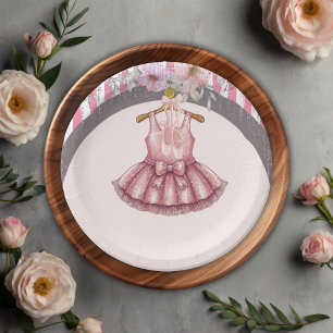 Moderne rosa Tutu Ballerina Baby Shower Pappteller