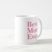 Moderne rosa Typografie "Beste Mama je" Kaffeetasse (VorderseiteRechts)