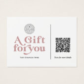 Moderne rosa Typografie QR-Code-Geschenkkarte (Vorderseite)