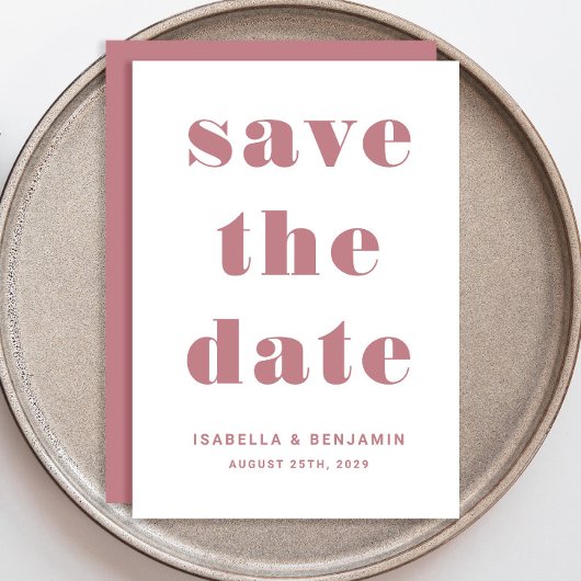 Moderne rosa Typografie Save The Date