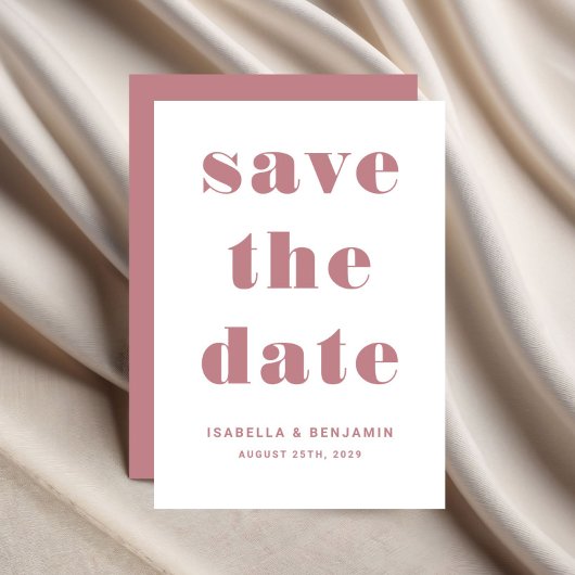 Moderne rosa Typografie Save The Date