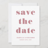 Moderne rosa Typografie Save The Date (Vorderseite)