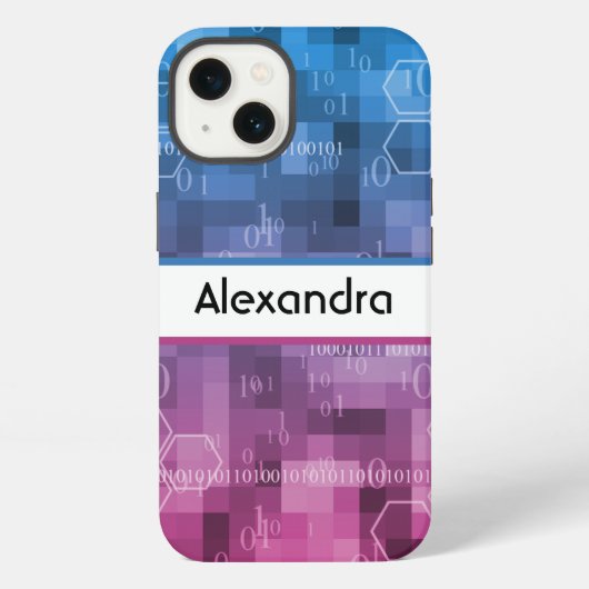 Moderne rosa und blaue Binärcode individuell iPhone Hülle (Rückseite)