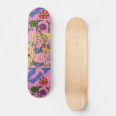 Moderne, rosa und blaue Blumenmädchen Skateboard (Vorderseite)