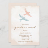 Moderne rosa und blaue einfache Vögel Geschlecht o Einladung (Vorne/Hinten)