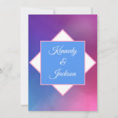 Moderne rosa und blaue geometrische Hochzeit Einladung (Rückseite)