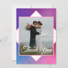 Moderne rosa und blaue Hochzeit Dankeskarte