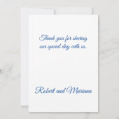 Moderne rosa und blaue Hochzeit Dankeskarte (Rückseite)