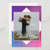 Moderne rosa und blaue Hochzeit Dankeskarte (Vorne/Hinten)