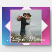 Moderne rosa und blaue Hochzeit Fotoplatte (Vorderseite)