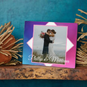 Moderne rosa und blaue Hochzeit Fotoplatte (Seite)