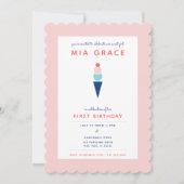 Moderne Rosa und Blauer Eiskrem Einladung (Vorderseite)