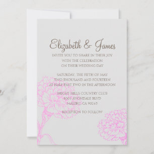 Moderne, rosa und braune Hochzeitseinladungen Einladung