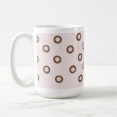 Moderne rosa und braune Kreise Kaffeetasse (Links)
