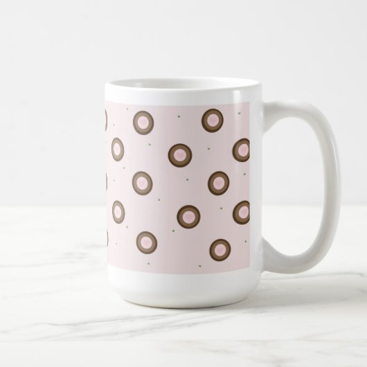 Moderne rosa und braune Kreise Kaffeetasse (Rechts)