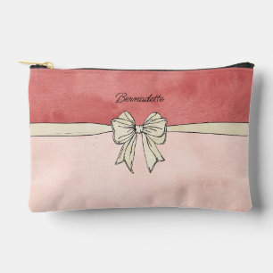 Moderne rosa und cremefarbene Blumen-Brautjungfern Zubehörtasche