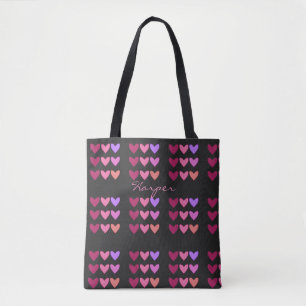 Moderne rosa und farbenfrohe Herzen für Frauen Tasche