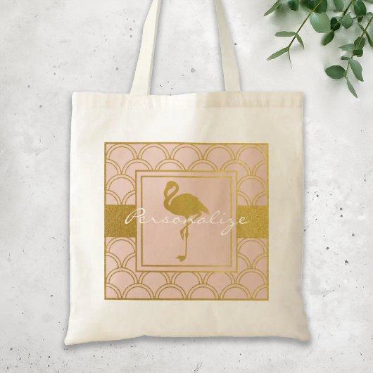 Moderne Rosa und Gold Glitzer Flamingo Tragetasche