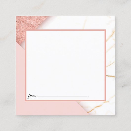 Moderne Rosa und Gold-Marmor-Datumskarte Quadratische Visitenkarte (Rückseite)
