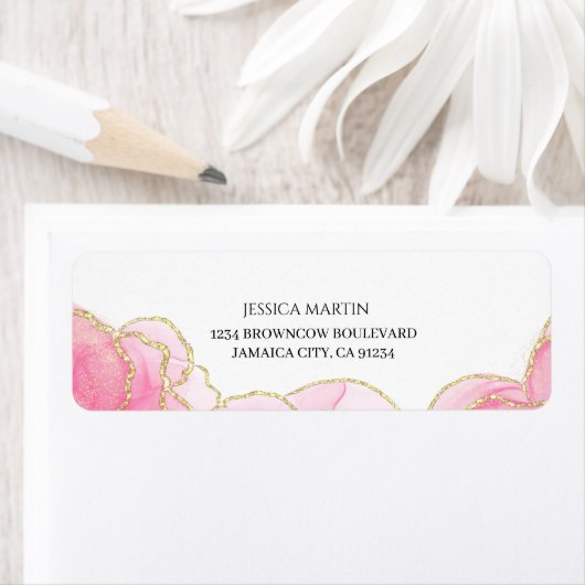 Moderne Rosa- und Gold-Rücksendeadresse (Insitu)