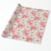Moderne rosa und goldene Geburtstagsgeschenkverpac Geschenkpapier (Ungerollt)
