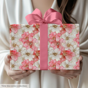 Moderne rosa und goldene Geburtstagsgeschenkverpac Geschenkpapier