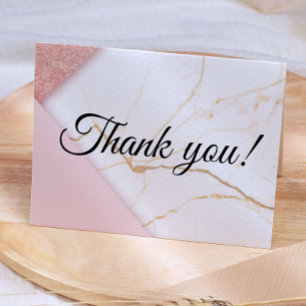 Moderne rosa und goldene Glittermarmor Dankeskarte