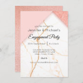 Moderne rosa und goldene Glitzer-Marmor-Verlobung (Vorne/Hinten)