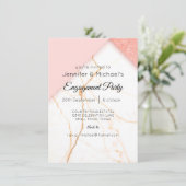 Moderne rosa und goldene Glitzer-Marmor-Verlobung (Stehend Vorderseite)