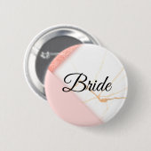 Moderne rosa und goldene Marmor-Braut Button (Vorne & Hinten)