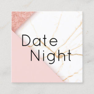 Moderne rosa und goldene Marmor-Date-Night-Karte Quadratische Visitenkarte