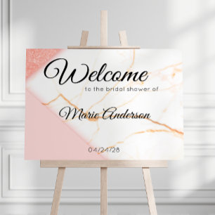 Moderne rosa und goldene Marmor-Duschplakat Poster