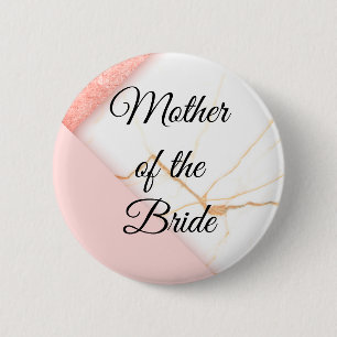 Moderne rosa und goldene Marmor-Mutter der Braut Button