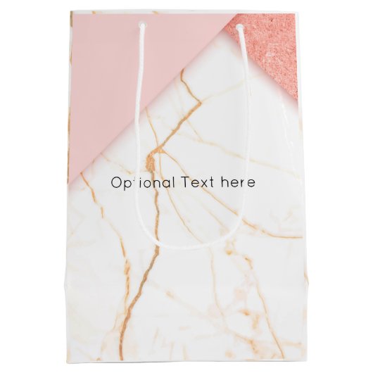 Moderne rosa und goldene Marmorverkleidung Mittlere Geschenktüte (Rückseite)