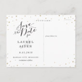 Moderne rosa und goldene Stars Save the Date Ankündigungspostkarte (Rückseite)