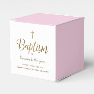 Moderne rosa und goldene Taufe mit personalisierte Geschenkschachtel