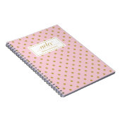 Moderne rosa und goldfarbene Polka-Punkte-Muster Notizblock (Rechte Seite)