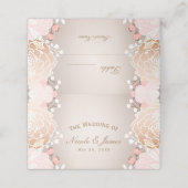 Moderne Rosa- und Goldflorale Blume Hochzeitstisch Platzkarte (Außenseite Aufgefaltet)