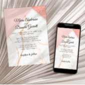 Moderne Rosa- und Goldmarmor-Hochzeit Einladung