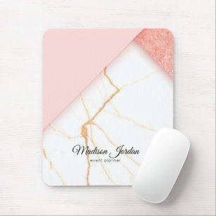 Moderne Rosa- und Goldmarmorierung Mousepad
