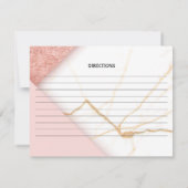 Moderne Rosa- und Goldmarmorkarte Mitteilungskarte (Rückseite)