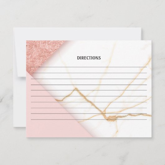 Moderne Rosa- und Goldmarmorkarte Mitteilungskarte (Rückseite)